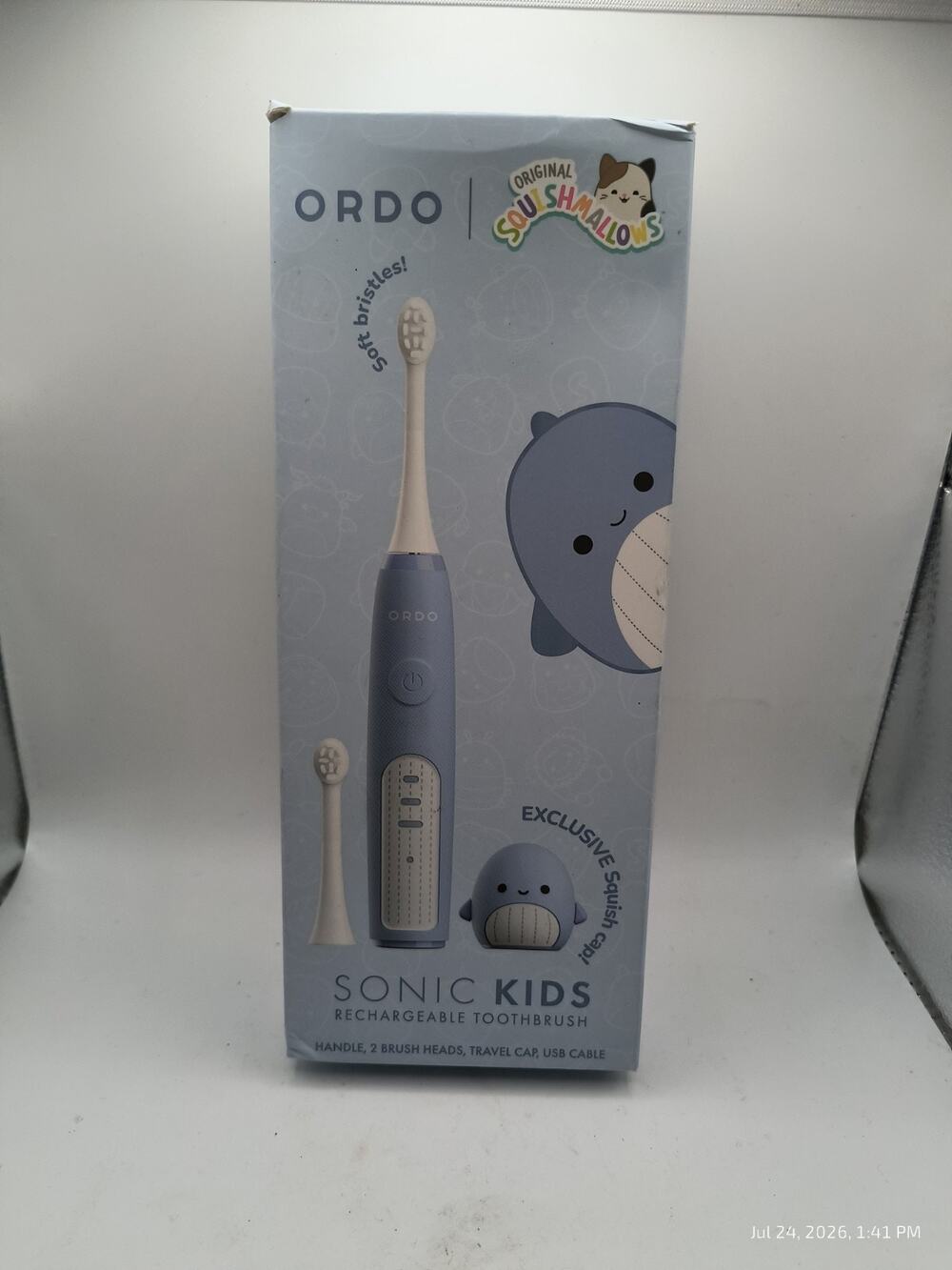 ORDO Sonic Kids Rechargeable Toothbrush - Squishmallows Samir - Blue BNIB